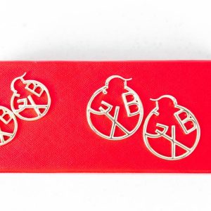 Crimson Luxe Emblem Earring Set